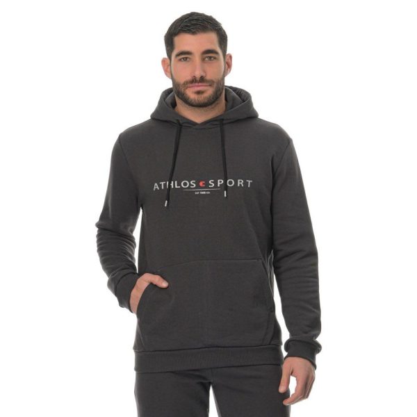 Athlos Hoodie New Ανδρικό Γκρι Σκούρο - Image 3